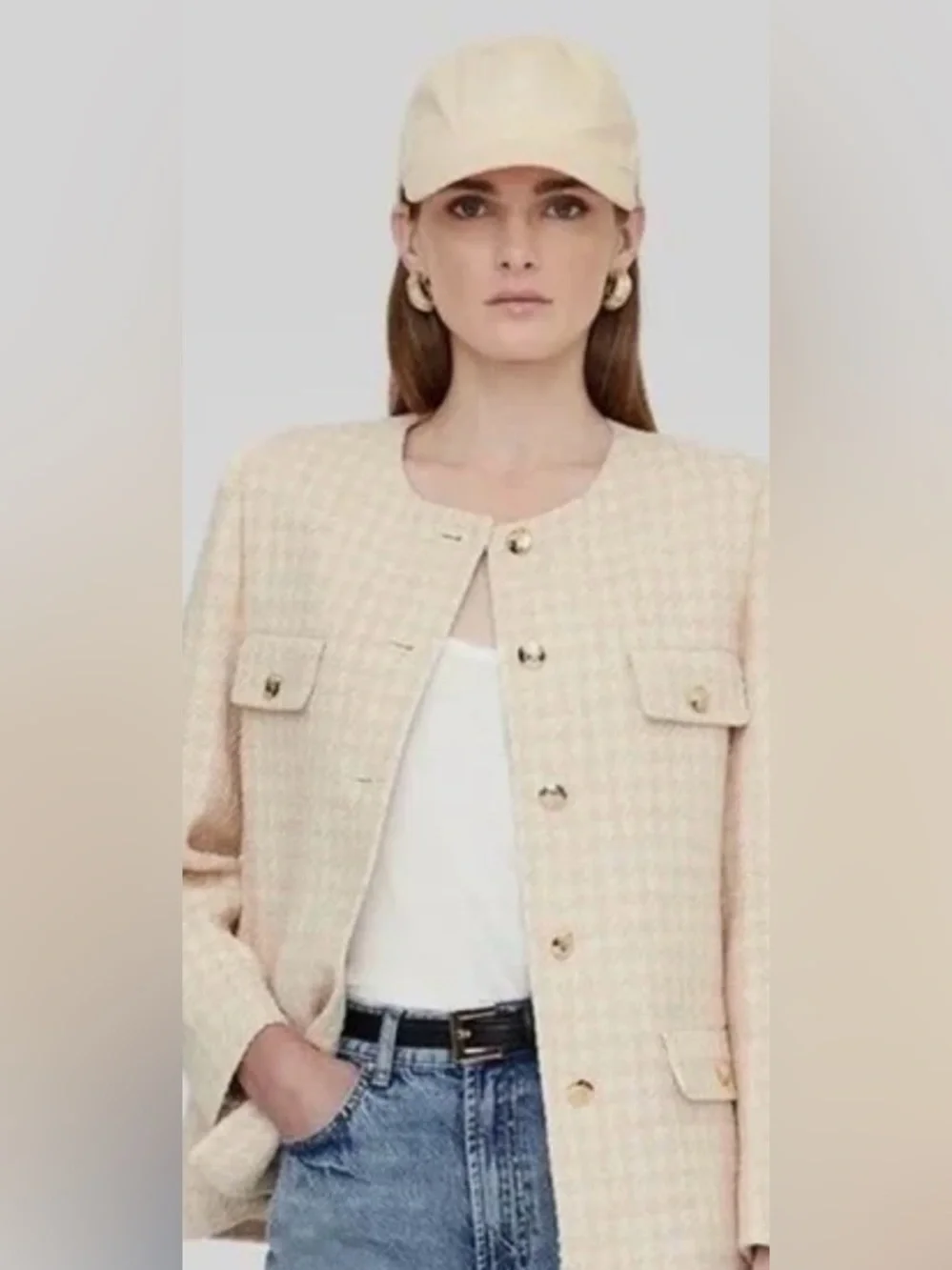 💥 1 DAY SALE 💥 NWT Anine Bing Jeremy Baseball Cap RARE Cream Orange 💯 Cotton - Picture 5 of 13